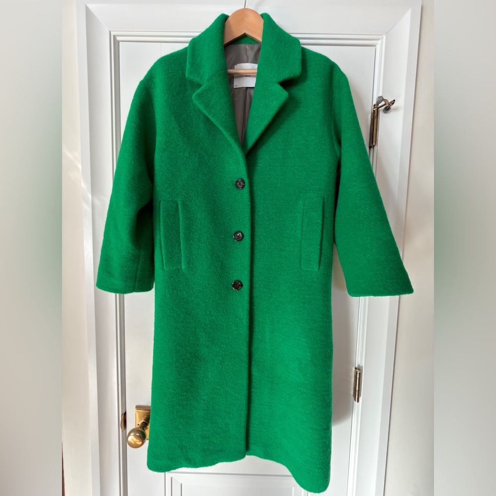 Mango MNG Wool Blend Coat Women’s Size Large Green